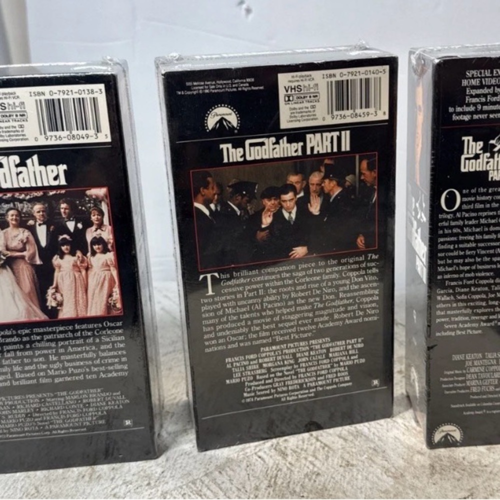 The Godfather Trilogy VHS Set Godfather VHS Lot Watermarked Sealed 1,2&3 - Picture 2 of 7